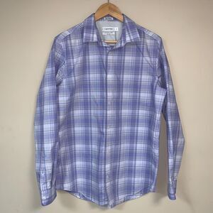 Calvin Kline Purple Button Down Shirt Mens Medium Business Office No Iron Cotton